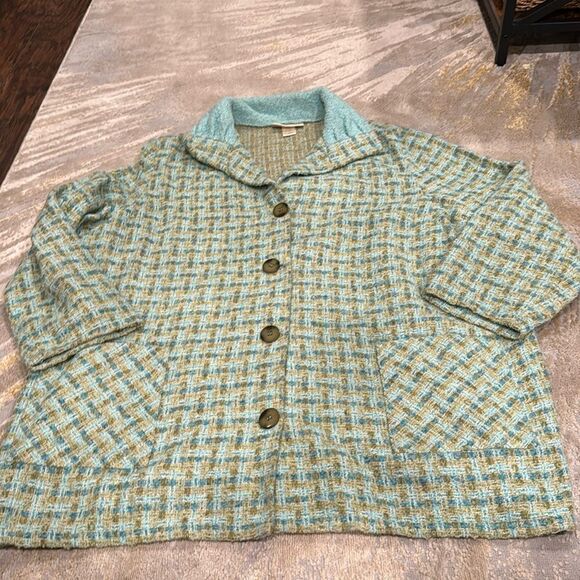 Boyne Valley Weavers Women’s Irish Wool Blend Button Down Plaid Jacket size 2X - Picture 1 of 9